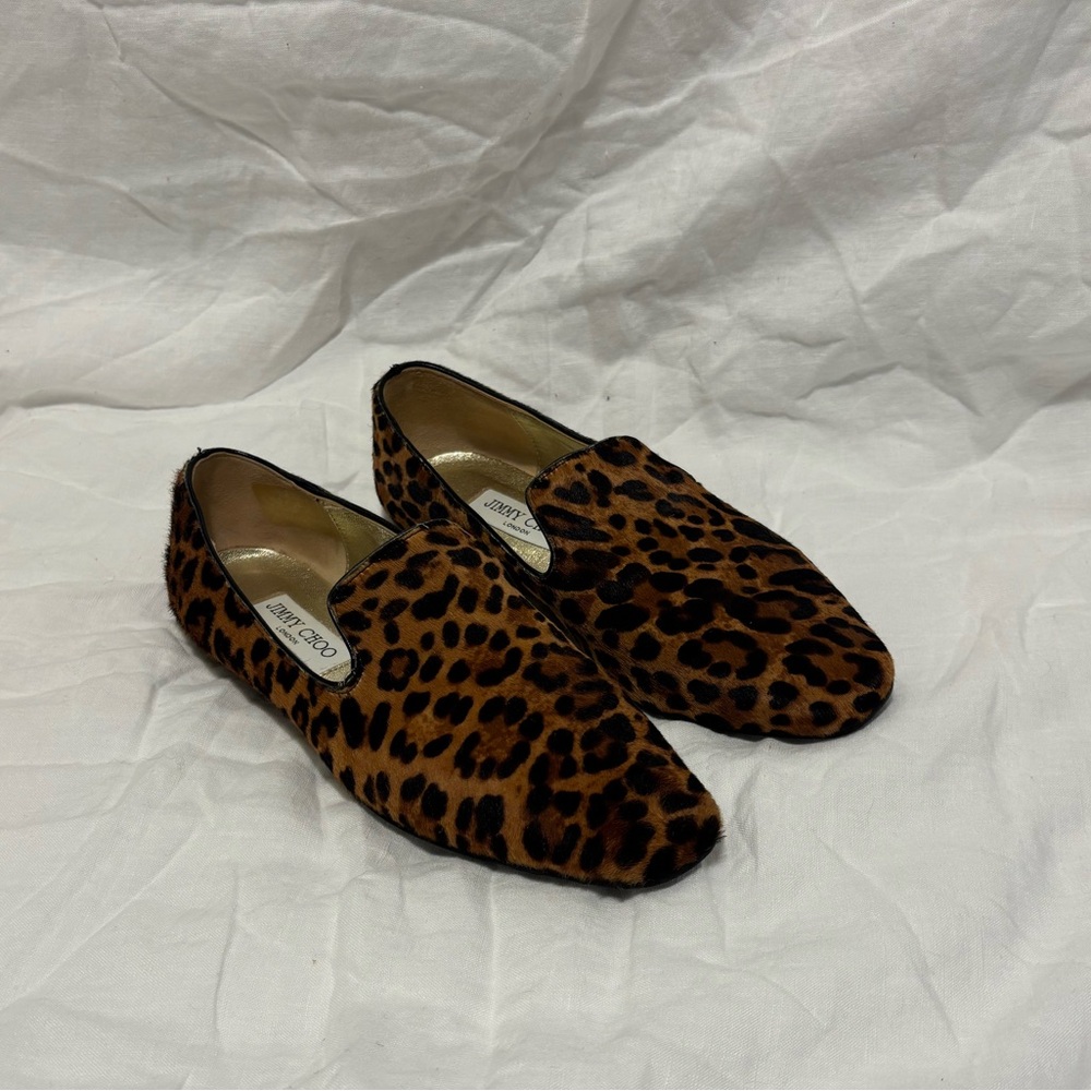 Jimmy Choo calf hair loafers in leopard print size 7